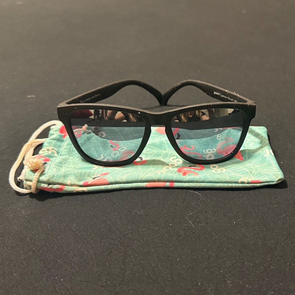 Kids Goodr Sunglasses with Turquoise Flamingo Pouch